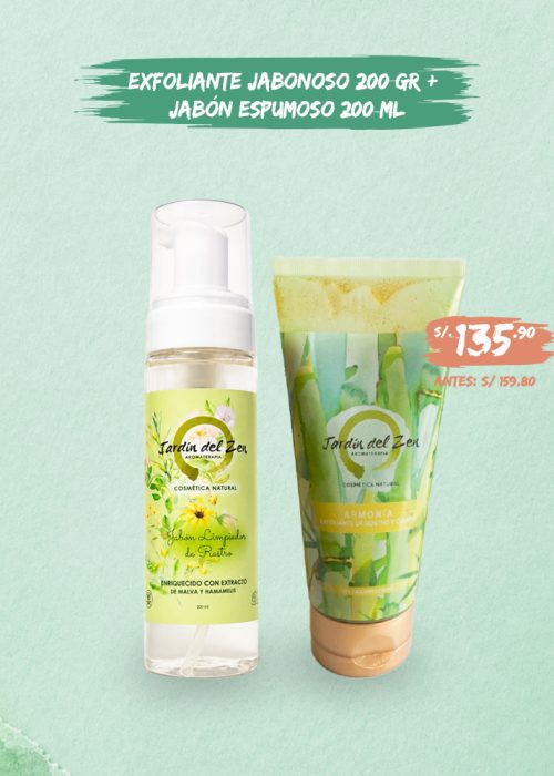 JABÓN ESPUMOSO 200 ML + EXFOLIANTE 200 GR