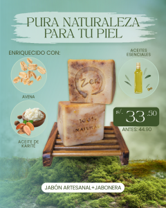 Jabón de avena artesanal con jabonera