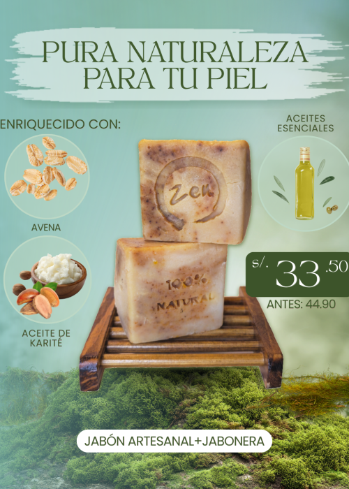 Jabón de avena artesanal con jabonera